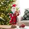Glitzhome® 18"H Faux Fur Christmas Bathrobe Santa Figurine with Porcelain Face